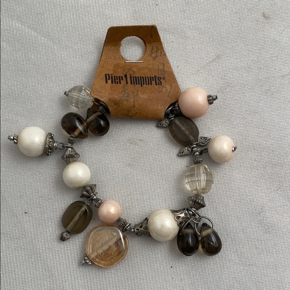 Pier 1 multicolor iridescent beaded stretch bracelet